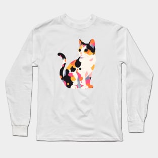 Calico Cat Portrait Long Sleeve T-Shirt